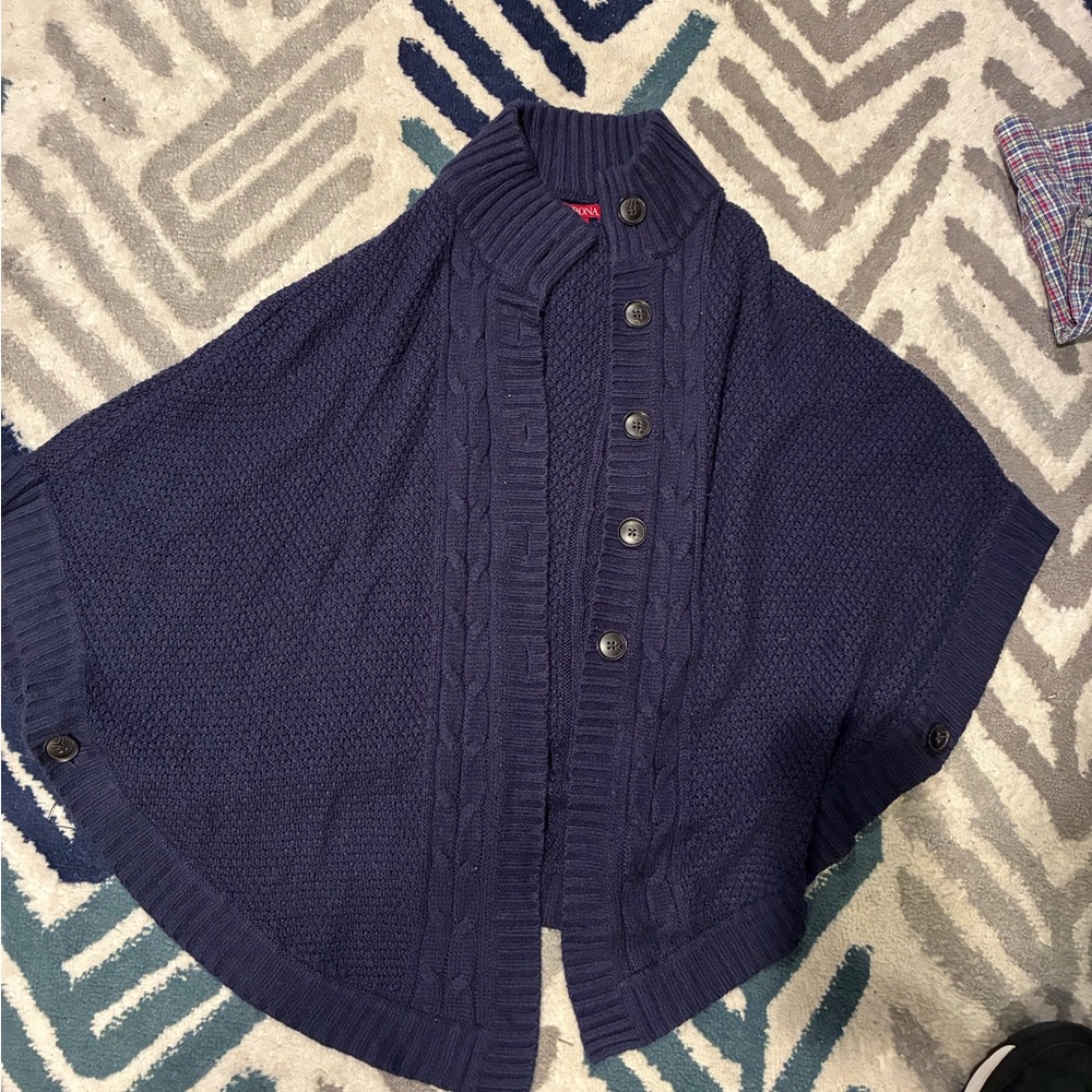 Navy cable knit cape